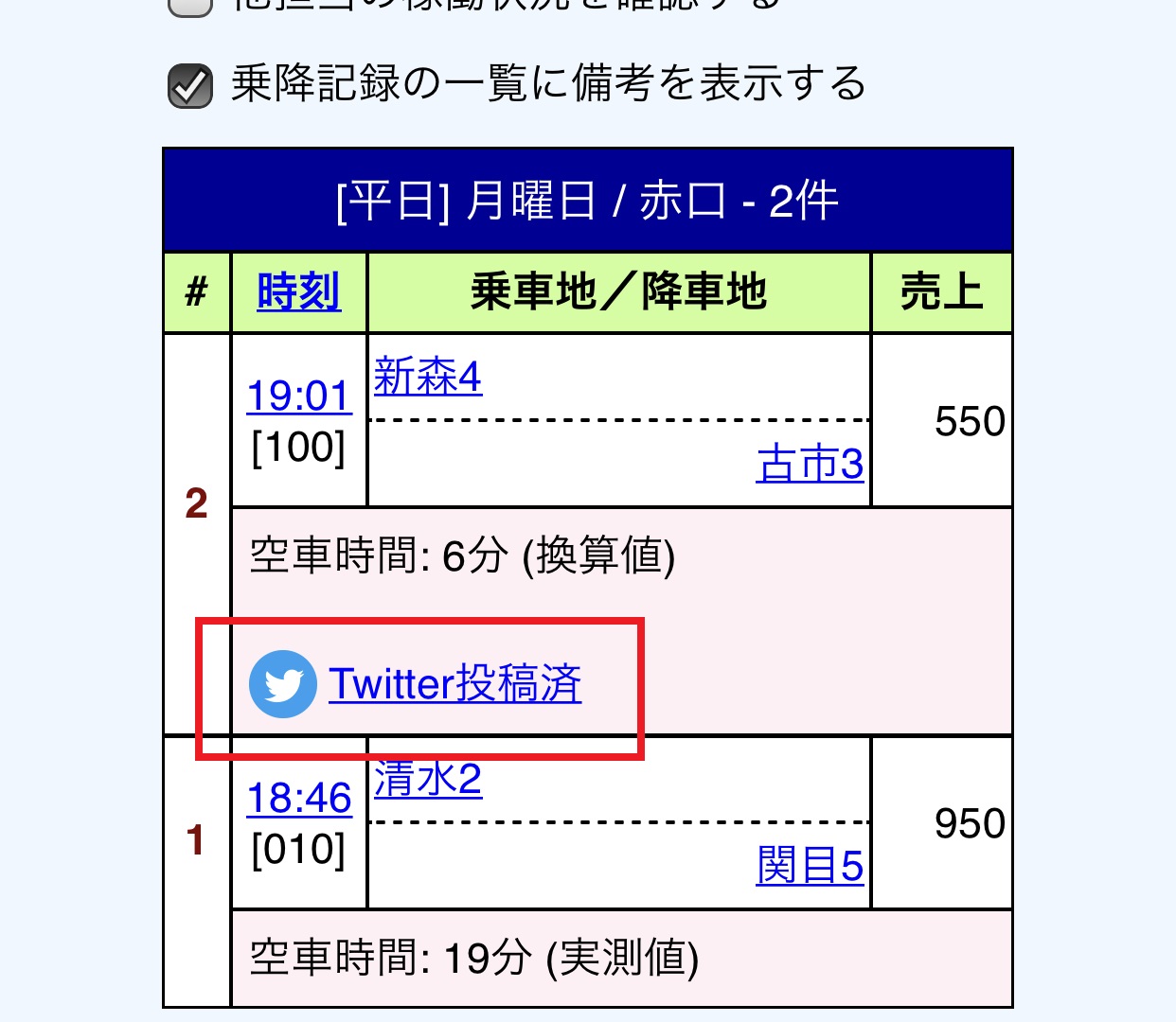 公式 Twitter連動機能について Ipadtaxi Navigator